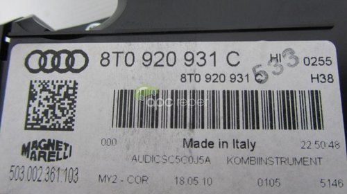 Ceasuri Bord Audi A5 8T benzina cod 8T0920931C