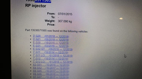 Injector/injectoare bmw g20 g30 g11 g01 g06, n57, 8571565
