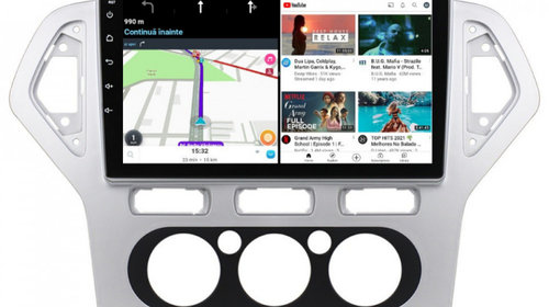 Navigatie dedicata cu Android Ford Mondeo IV 2007 - 2011, clima manuala, 6GB RAM, Radio GPS Dual Zone, Display HD IPS 10" Touchscreen, Internet Wi-Fi si slot SIM 4G, Bluetooth, MirrorLink, USB, Waze
