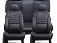 Set Huse Scaune Auto pentru Audi E-TRON - Deluxe Boss, piele ecologica, negru, 11 piese