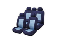 Set Huse Scaune Auto pentru Skoda Roomster - RoGroup Blue Jeans, cu fermoare pentru bancheta rabatabila, 9 piese