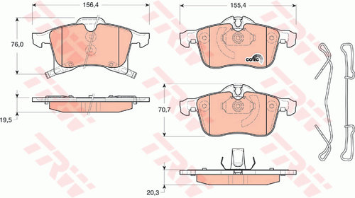 Set Placute Frana Fata Trw Opel Meriva B 2010-2017 GDB1668