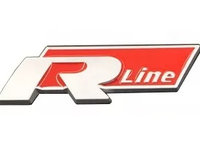 Sticker 3D R line R-LINE silver cu rosu