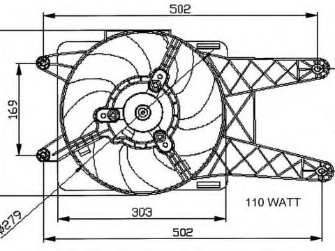 Ventilator, radiator FIAT SEICENTO / 600 VAN ( 287 ) 01/1998 - 01/2010 -  piesa NOUA - producator NRF 47039 - 304905 - #2103539679